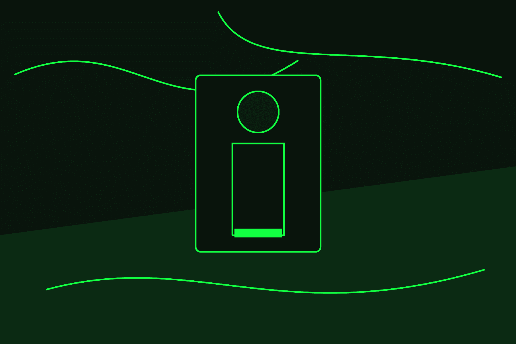 Abstract DJ stage artwork with speaker, waveform, and club lighting
